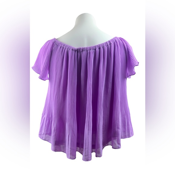 Women's Purple Pleated Blouse - Picture 5 of 11